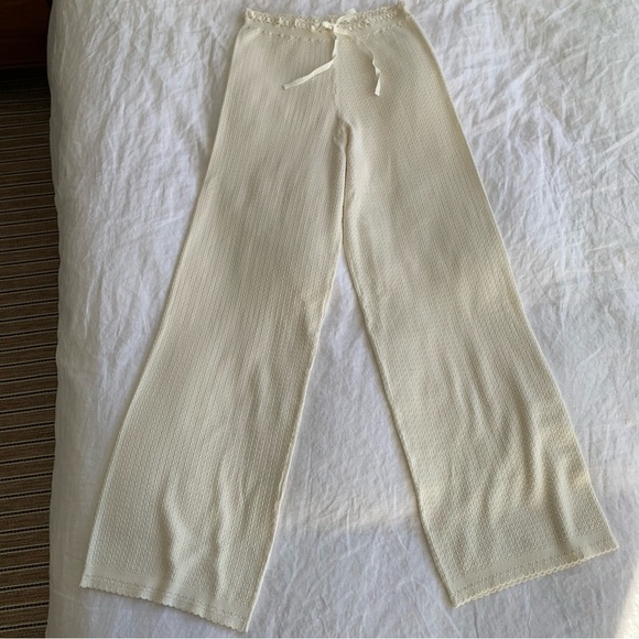 Doen Evonne Pointelle Knit Waist Ribbon Tie Pants Ivory - Picture 2 of 12